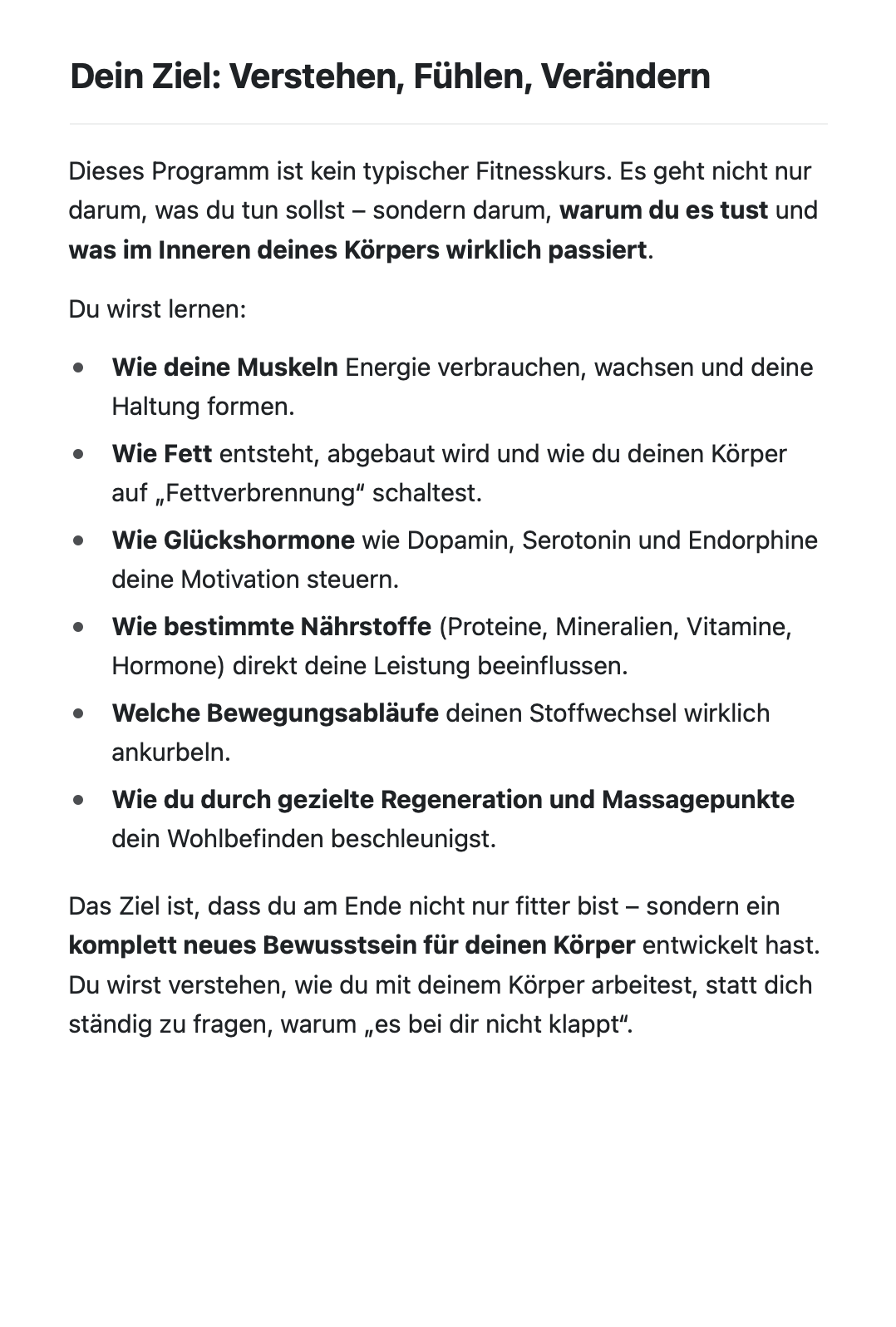 Verständnis für deinen Körper